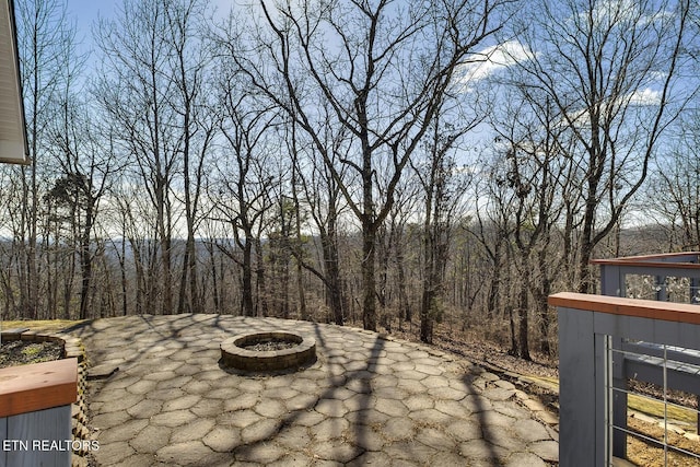 view of patio featuring an outdoor fire pit