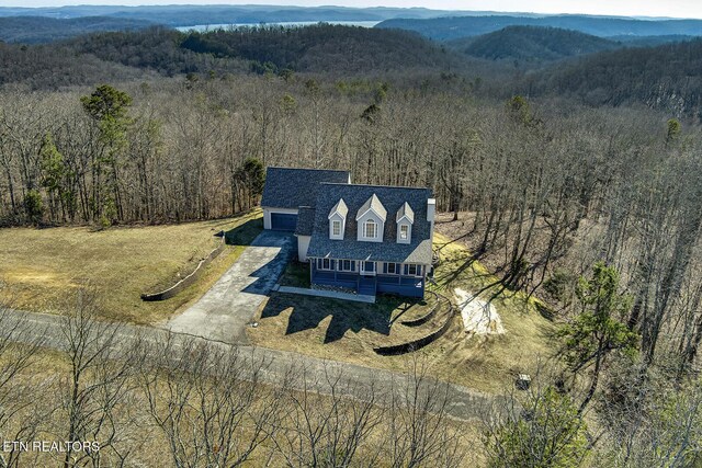 birds eye view of property featuring a mountain view