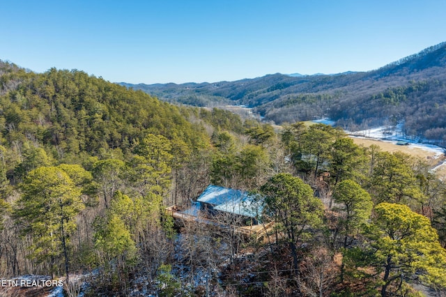 drone / aerial view with a mountain view