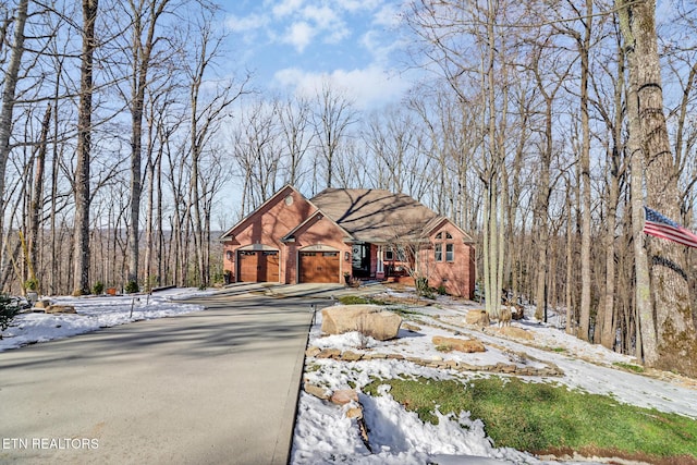 view of front of property with a garage