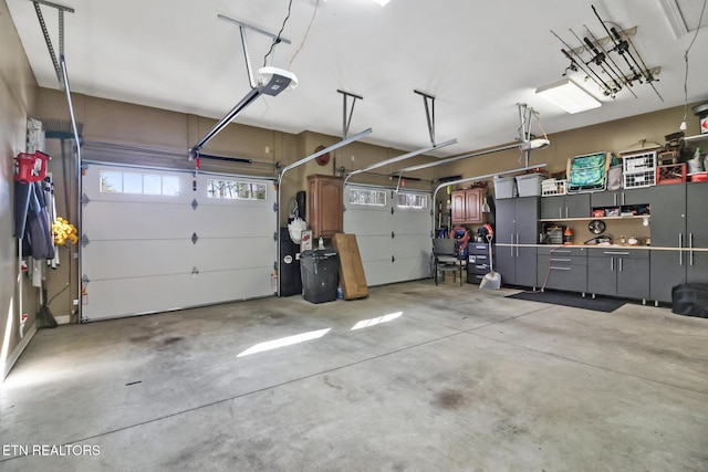 garage with a garage door opener