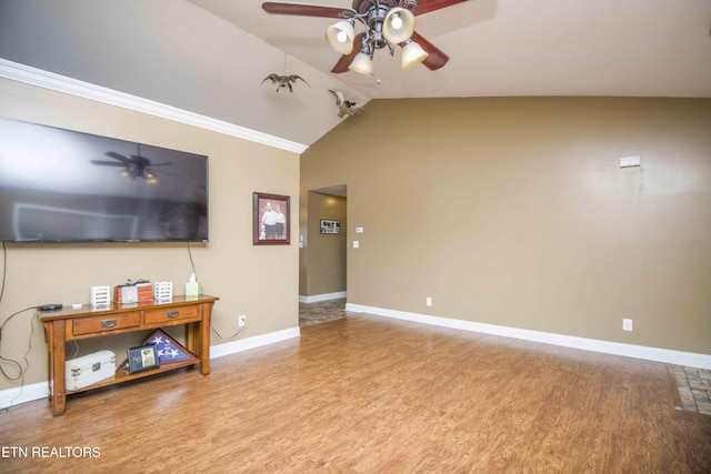 living room featuring lofted ceiling and light wood-type flooring