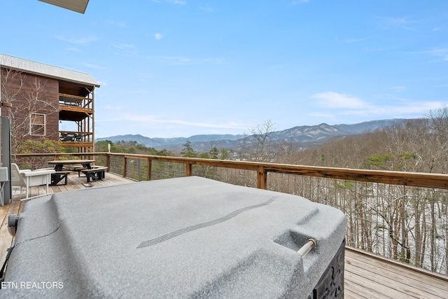 deck featuring a mountain view