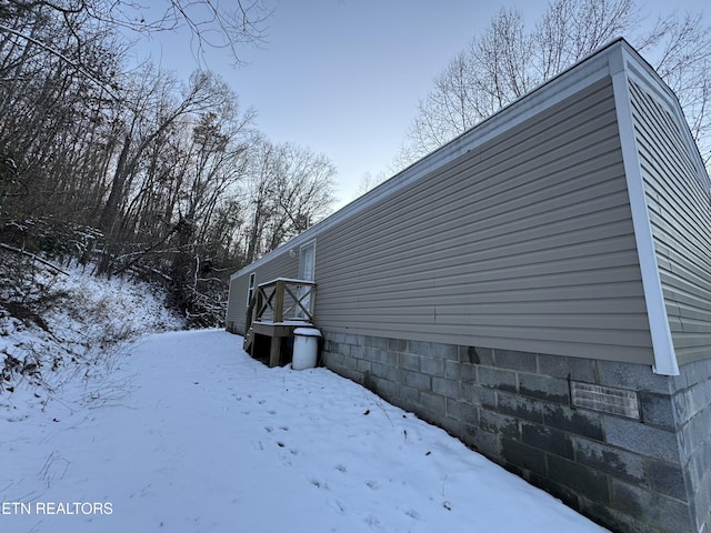 view of snowy exterior