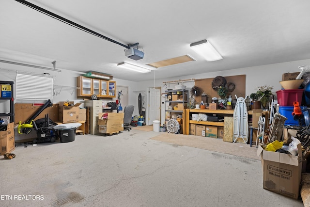 garage with a garage door opener