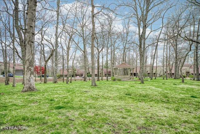 view of yard with a gazebo