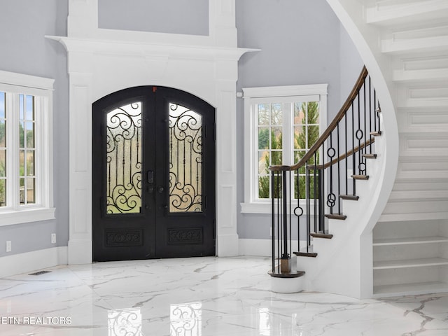 foyer entrance with french doors