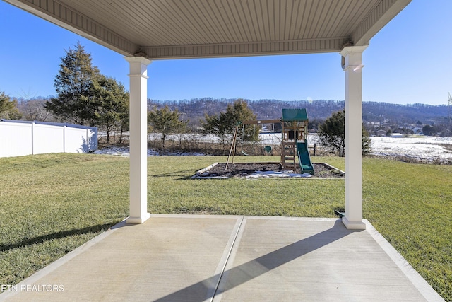 view of patio / terrace with a playground