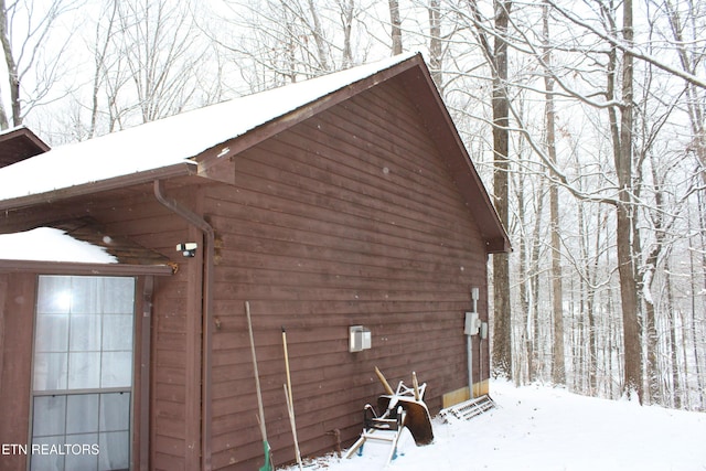 view of snow covered exterior