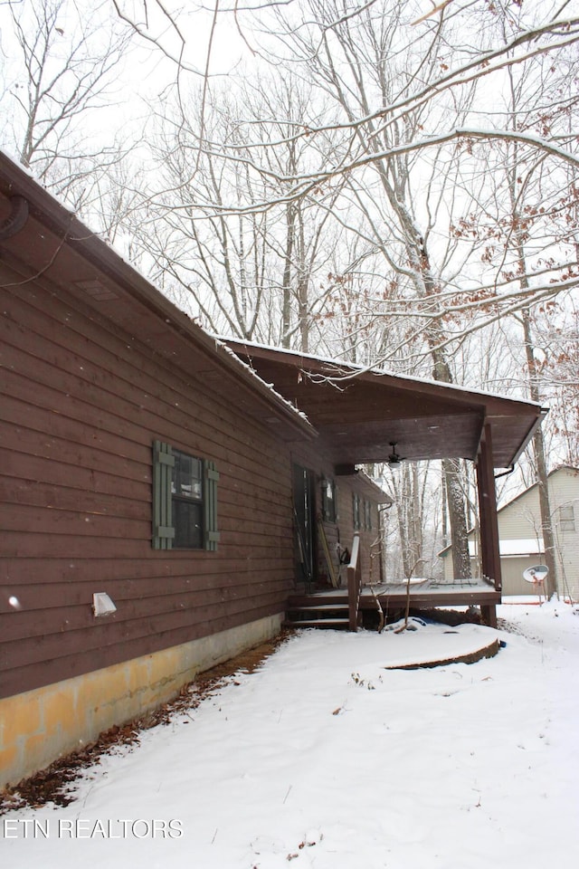 view of snowy exterior