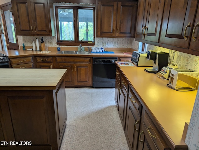 124 Sugarbush Cir, Crossville, TN 38558 - kitchen featuring black dishwasher, butcher block countertops, a wealth of natural light, and a sink