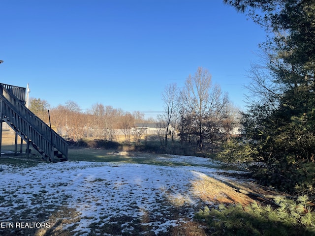 view of yard covered in snow