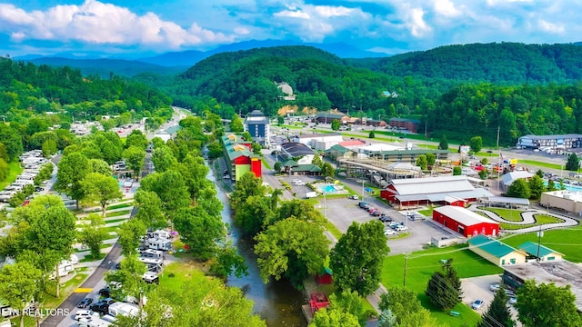 aerial view with a mountain view