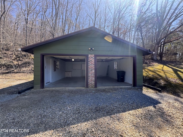 view of detached garage