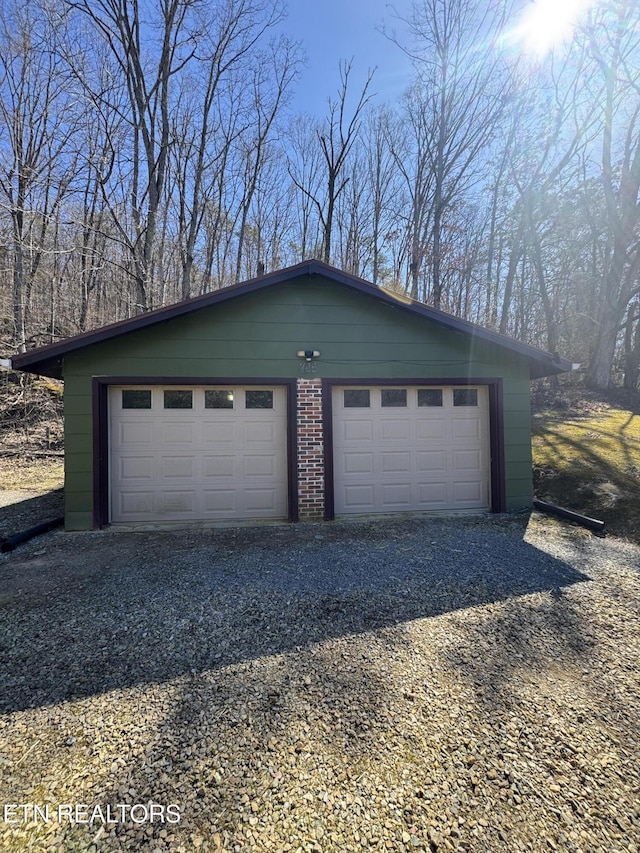 view of detached garage