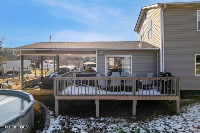 exterior space with a swimming pool side deck