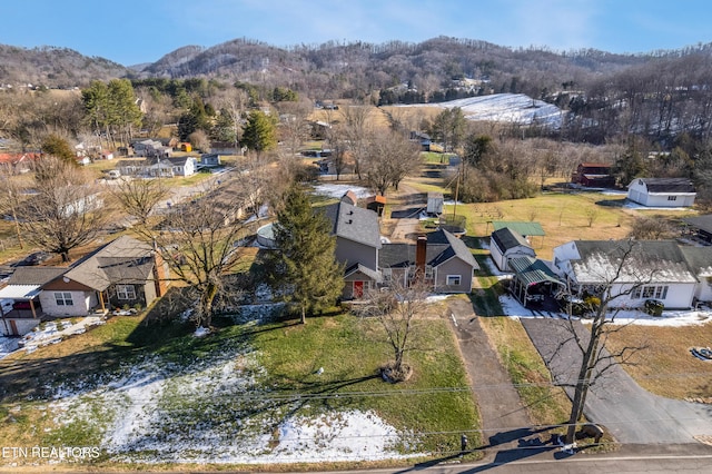 aerial view featuring a mountain view