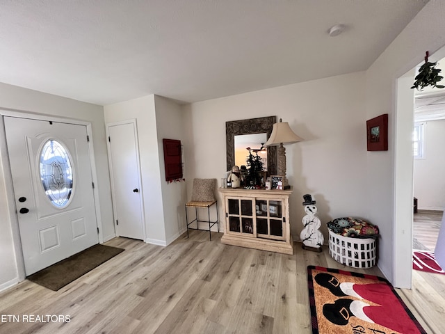 foyer with light hardwood / wood-style floors