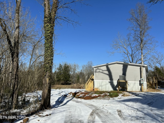 view of snow covered exterior