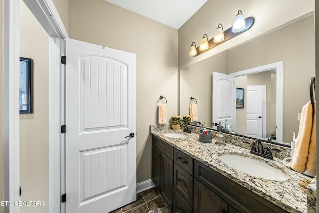 bathroom featuring vanity and tile patterned flooring