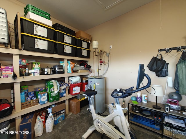 storage room with water heater