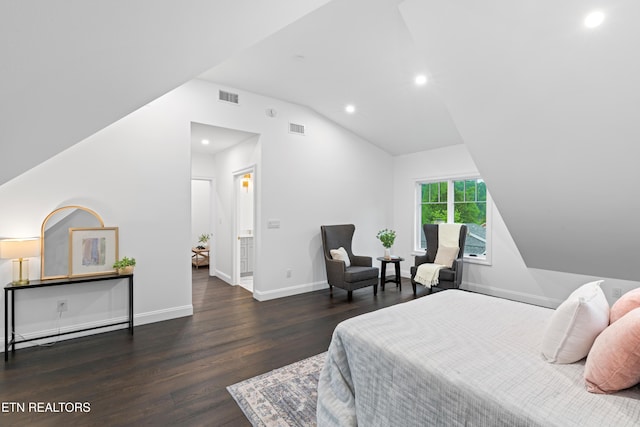 1521 Cherokee Blvd, Knoxville, TN 37919 - bedroom with lofted ceiling, wood finished floors, recessed lighting, and baseboards
