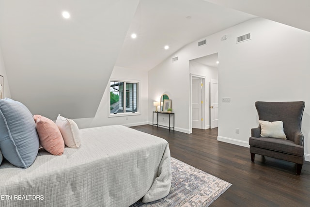 1521 Cherokee Blvd, Knoxville, TN 37919 - bedroom with lofted ceiling, dark wood-style floors, recessed lighting, and baseboards