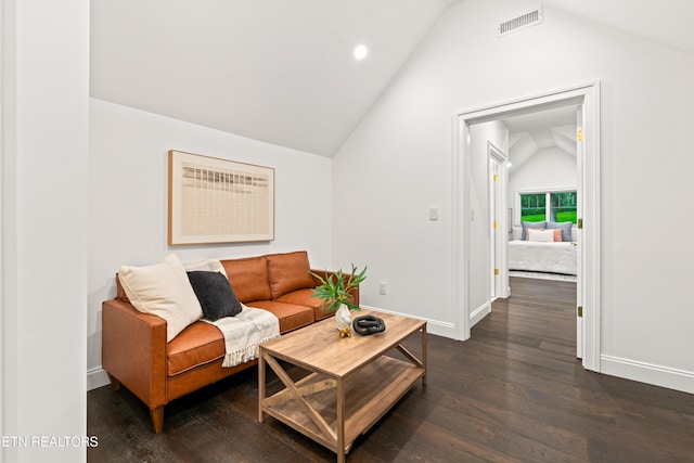 1521 Cherokee Blvd, Knoxville, TN 37919 - living room featuring lofted ceiling, wood finished floors, baseboards, and recessed lighting
