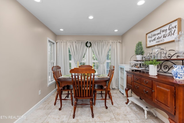 view of tiled dining room