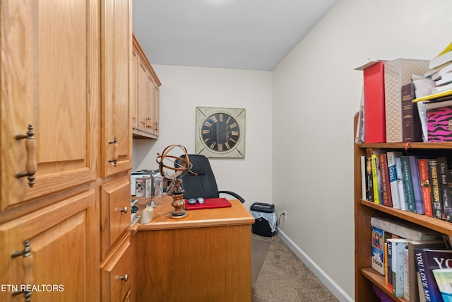 view of carpeted home office