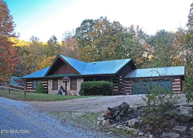 view of log home