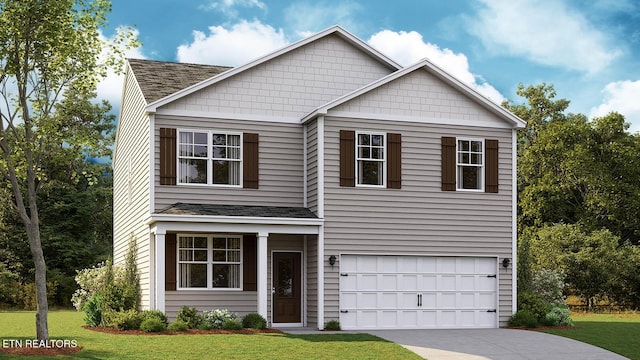 craftsman house featuring a garage and a front yard