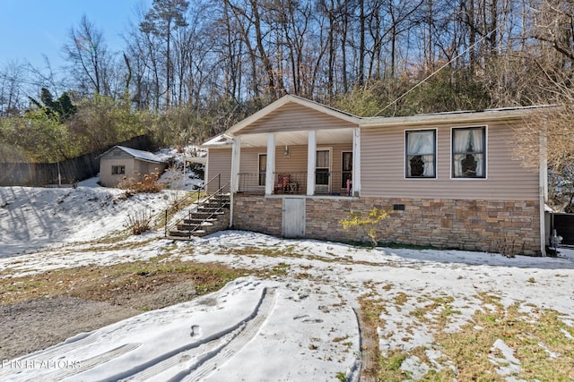 view of front of property with a porch