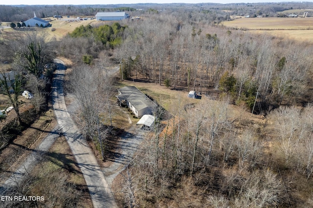 bird's eye view with a rural view