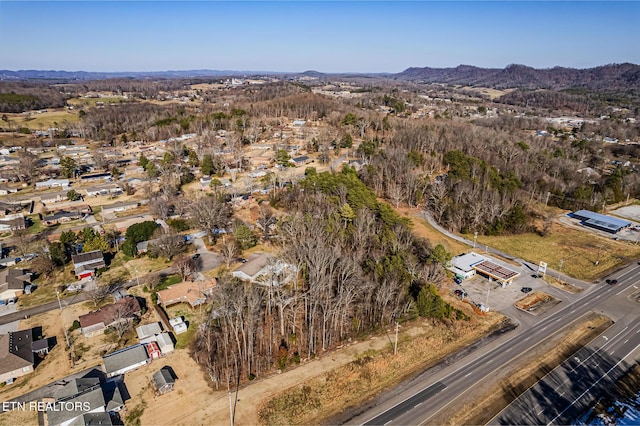 bird's eye view with a mountain view