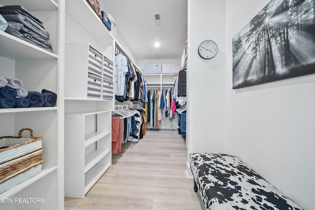 walk in closet featuring light hardwood / wood-style floors