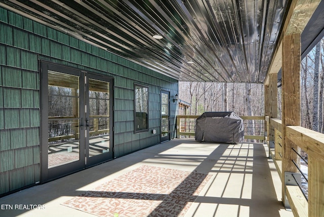 view of patio / terrace featuring grilling area and french doors