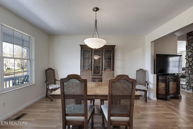 dining space with light hardwood / wood-style flooring