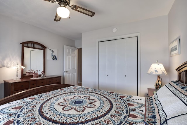 bedroom with a closet and ceiling fan