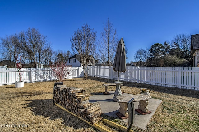 view of yard with a patio