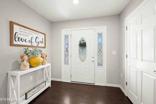 foyer featuring dark hardwood / wood-style floors