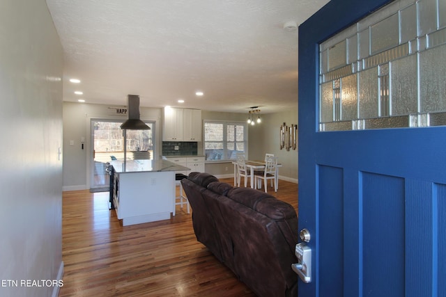 living room with hardwood / wood-style flooring