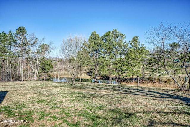 view of yard featuring a water view