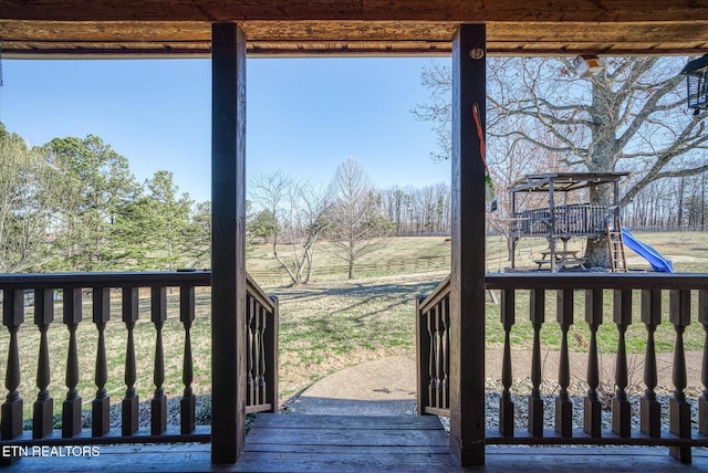 deck with a playground