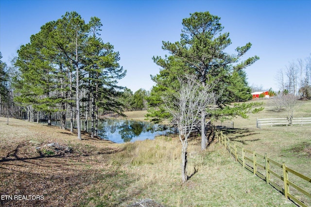 view of water feature with a rural view