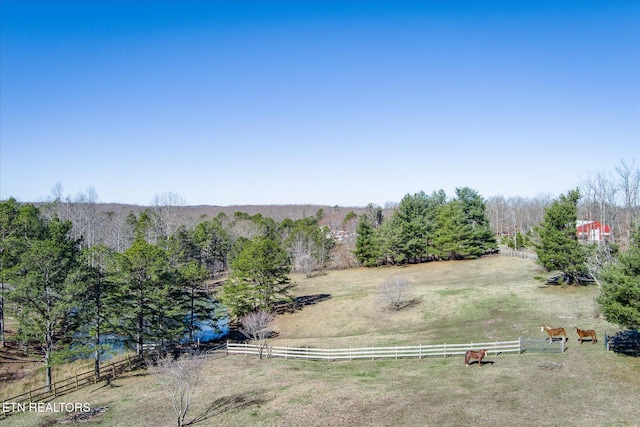 aerial view featuring a rural view