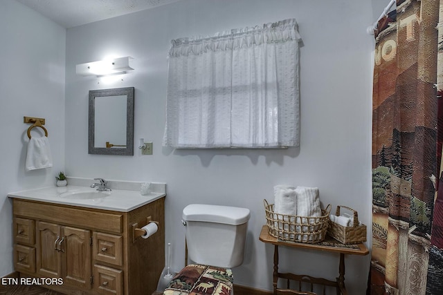 bathroom with toilet and vanity