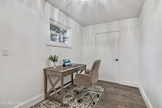 office featuring dark hardwood / wood-style floors