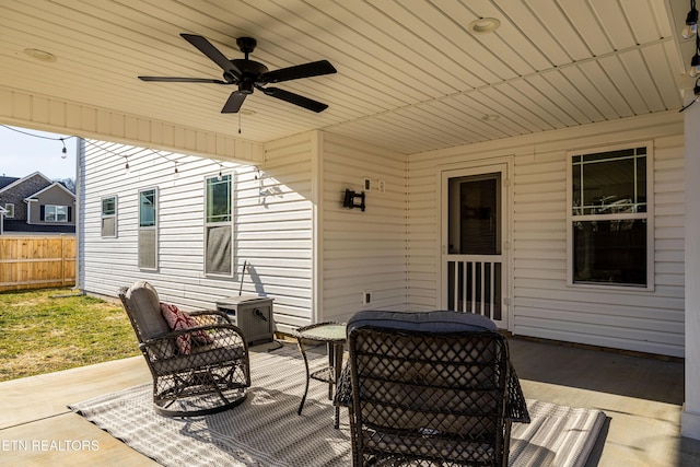 view of patio / terrace featuring ceiling fan