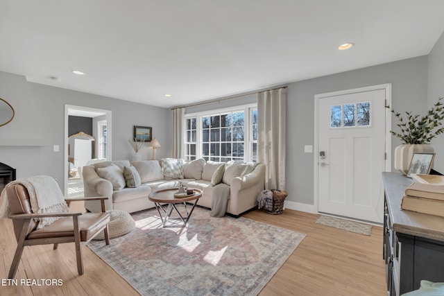 living room featuring light hardwood / wood-style flooring